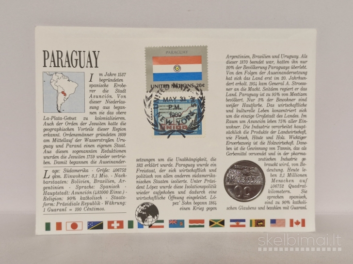 Paragvajus 50 gvaranių, 1986 KM# 169 Numizm. voke