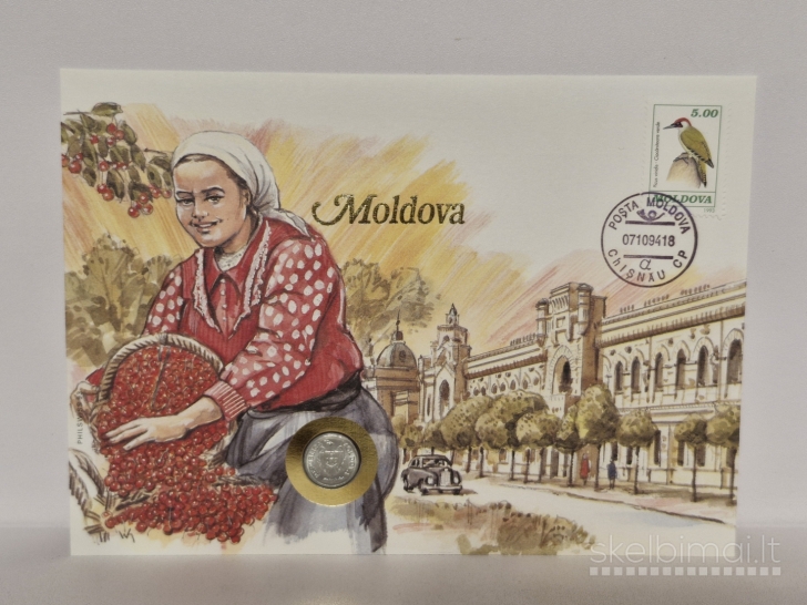 Moldavija 1 banis, 1993 KM# 1 Numizmatiniame voke