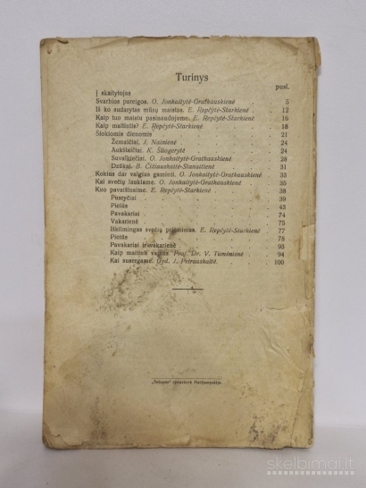 Tarpukario knyga "Ką valgome" be viršelio