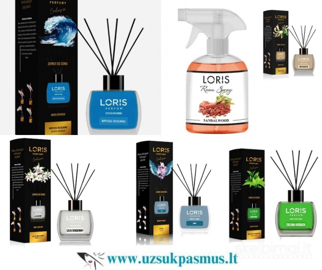 Loris namų kvapai su lazdelėmis, purškiami