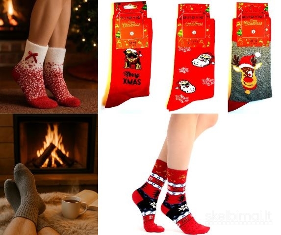 Kojinės su kašmyro, angoros, kupranugario, alpakos ir merino vilna, kalėdinės