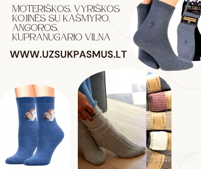 Kojinės su kašmyro, angoros, kupranugario, alpakos ir merino vilna, kalėdinės