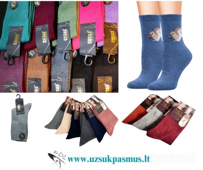 Kojinės su kašmyro, angoros, kupranugario, alpakos ir merino vilna, kalėdinės