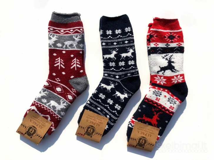 Kojinės su kašmyro, angoros, kupranugario, alpakos ir merino vilna, kalėdinės