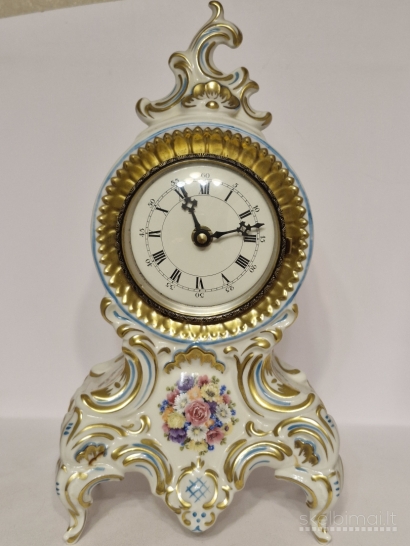 Porcelianinis rokokinis laikrodis "Original Germany" - 33cm., veikiantis