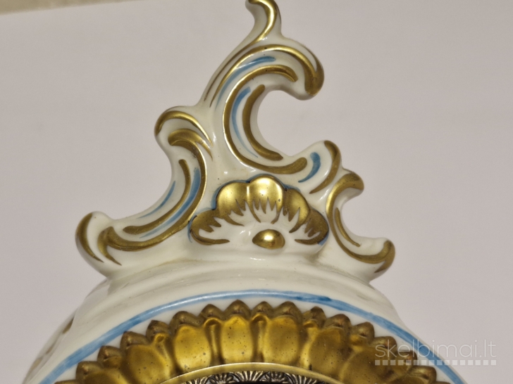 Porcelianinis rokokinis laikrodis "Original Germany" - 33cm., veikiantis