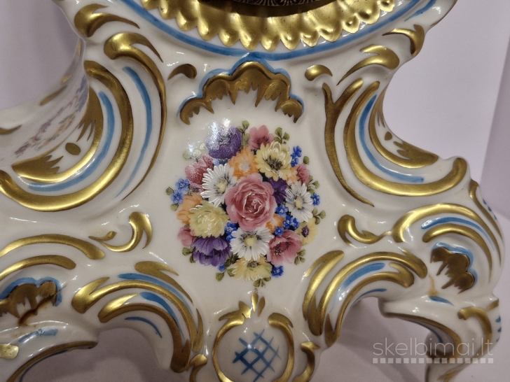 Porcelianinis rokokinis laikrodis "Original Germany" - 33cm., veikiantis