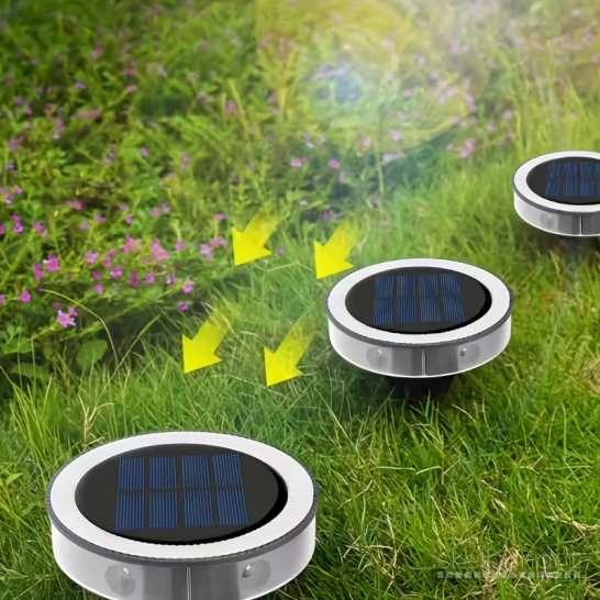 LED saulės energijos lauko ir sienos šviestuvas su 6 LED (1 vnt.)