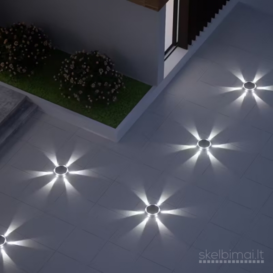 LED saulės energijos lauko ir sienos šviestuvas su 6 LED (1 vnt.)