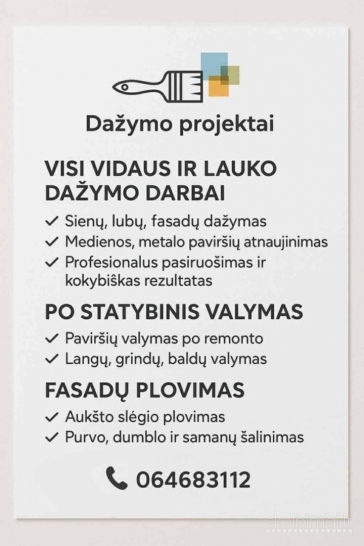 Vidaus ir lauko dažymo darbai – Klaipėda, Kretinga, Palanga