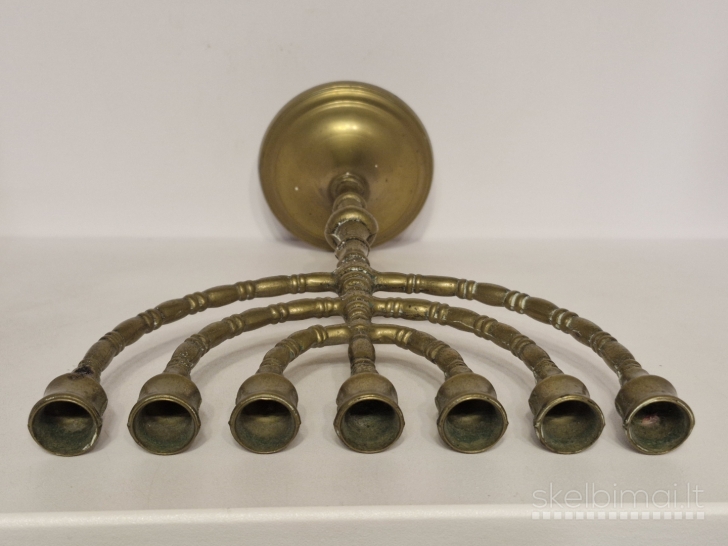 Žalvarinė 7 šakų menora / žvakidė apie 24,5 cm.