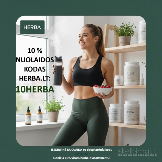 10HERBA 10% daugkartinis nuolaidos kodas WWW.HERBA.LT