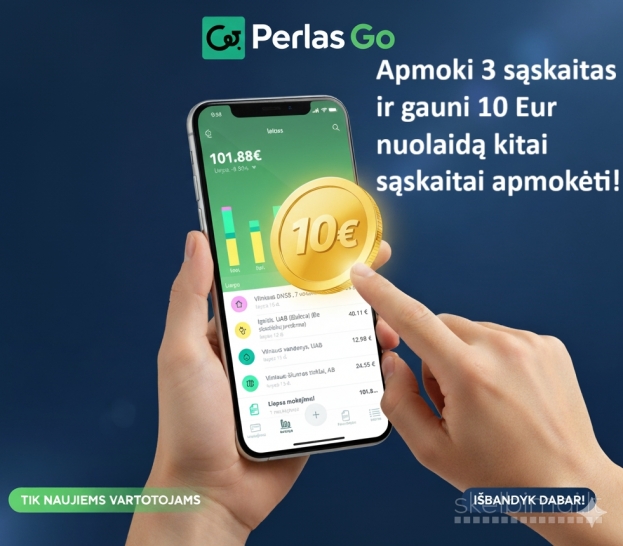 Naujiems klientams! Perlas GO 10 € nuolaidos kodas