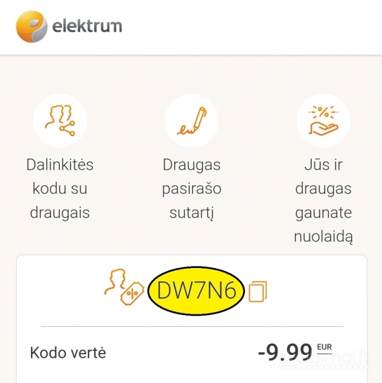 Elektrum nuolaidos kodas DW7N6 - nuolaida 9,99 Eur