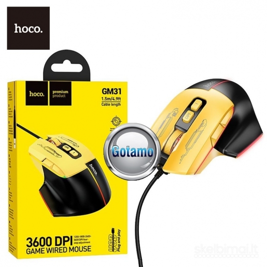 653 Pelės žaidimams 3600DPI Hoco WWW.GOTAMO.LT