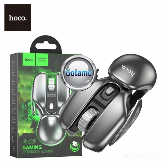 654 Pelė žaidimams bevielė 1600DPI Hoco įkraunama WWW.GOTAMO.LT