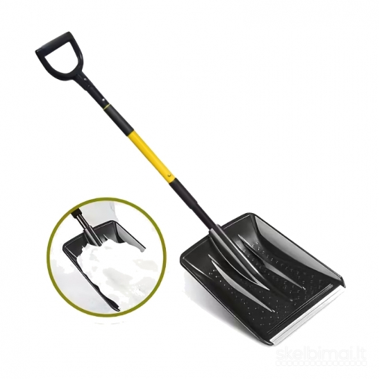 Teleskopinis sniego kastuvas su patogia D formos rankena