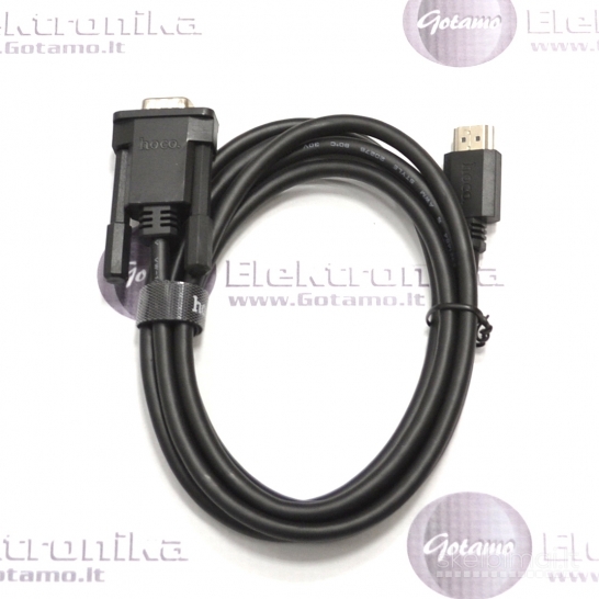 655 HDMI į VGA laidas 2 metrai HD 1080P 60HZ Hoco WWW.GOTAMO.LT
