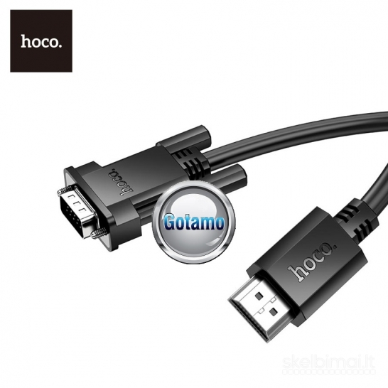 655 HDMI į VGA laidas 2 metrai HD 1080P 60HZ Hoco WWW.GOTAMO.LT