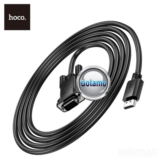 655 HDMI į VGA laidas 2 metrai HD 1080P 60HZ Hoco WWW.GOTAMO.LT