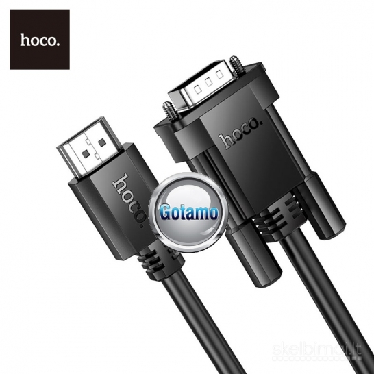 655 HDMI į VGA laidas 2 metrai HD 1080P 60HZ Hoco WWW.GOTAMO.LT