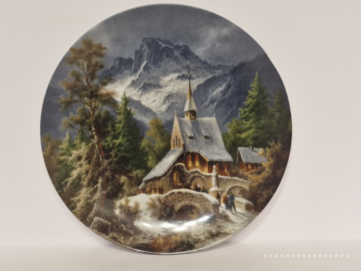 Furstenberg porceliano dekoratyvinė lėkštė "Auf dem Weg zur Kirche", 1988m.