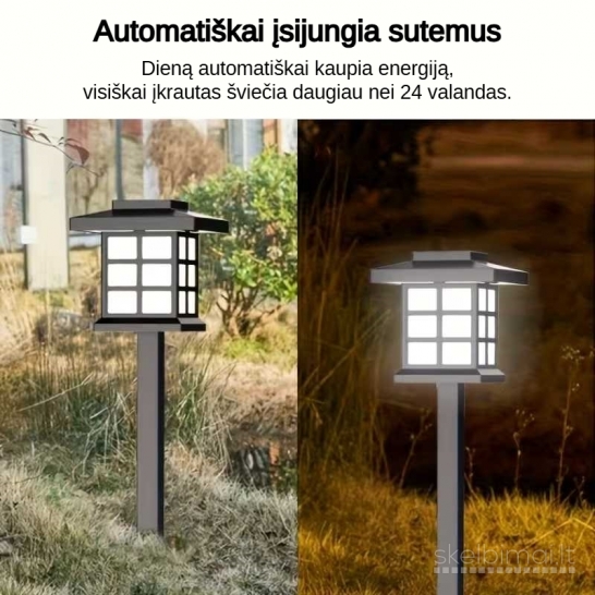 12 vnt. saulės energija maitinamų LED sodo takelio lempučių rinkinys