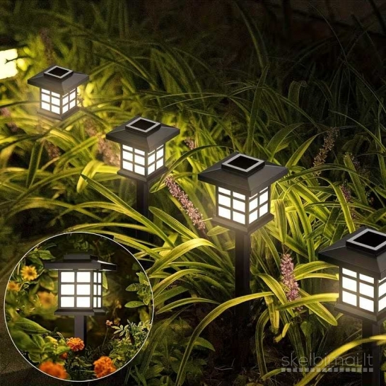 12 vnt. saulės energija maitinamų LED sodo takelio lempučių rinkinys