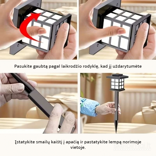 12 vnt. saulės energija maitinamų LED sodo takelio lempučių rinkinys