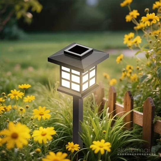 12 vnt. saulės energija maitinamų LED sodo takelio lempučių rinkinys