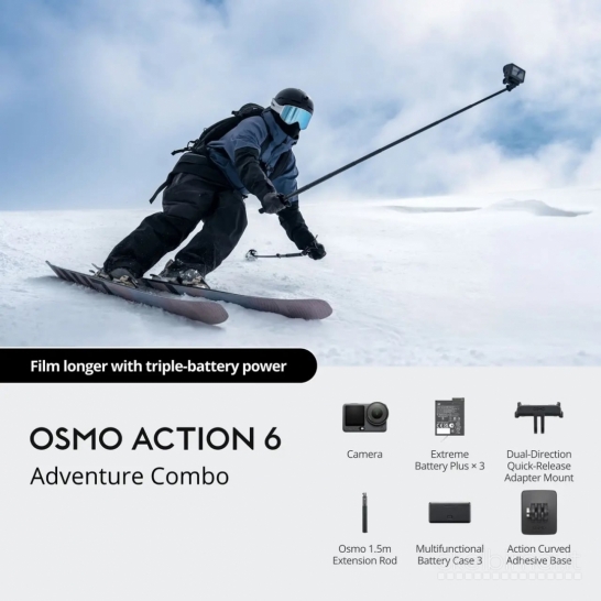 Dji Osmo Action 6 Adventure Combo kaina 479 €.