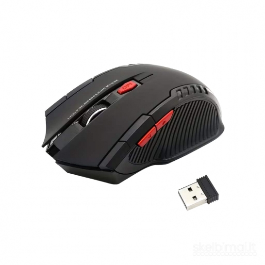 2.4 GHz belaidė optinė žaidimų pelė su USB imtuvu - juodos spalvos