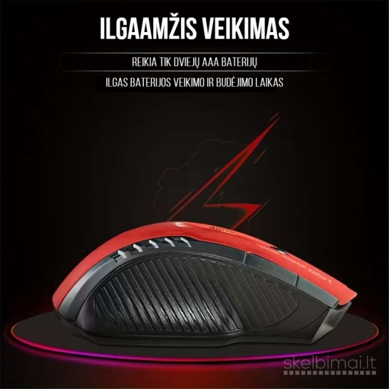 2.4 GHz belaidė optinė žaidimų pelė su USB imtuvu - juodos spalvos