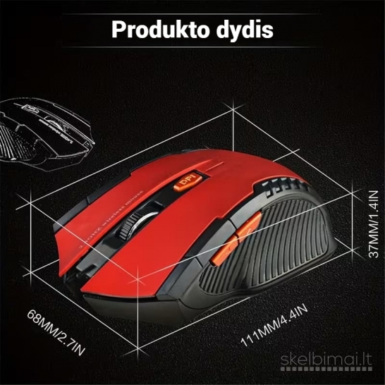 2.4 GHz belaidė optinė žaidimų pelė su USB imtuvu - juodos spalvos