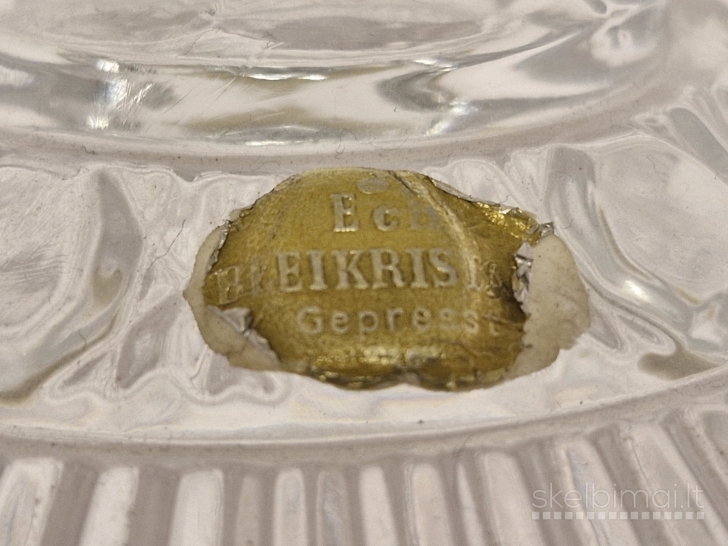 Stiklinis/kristalinis indas su dangčiu, "Echt Bleikristall" apie 24cm.