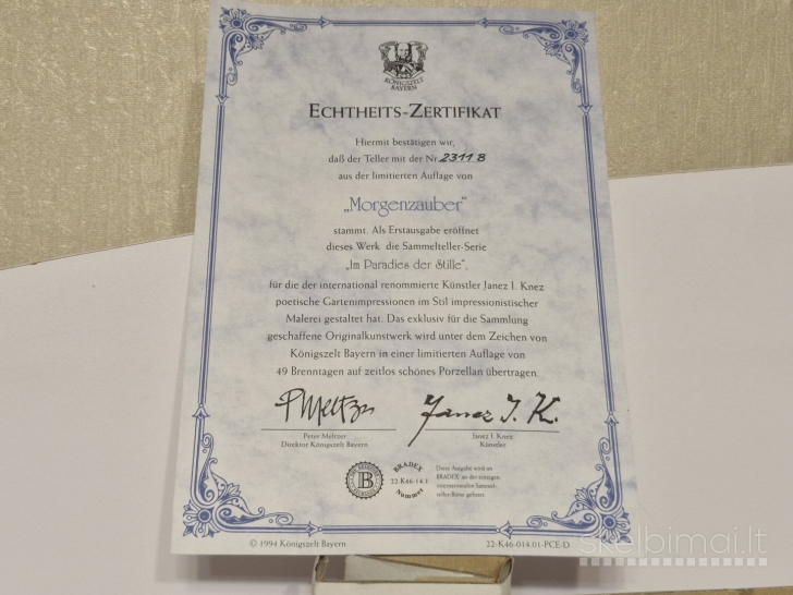 Kolekcinė dekoratyvinė lėkštė "Morgenzauber" 1994