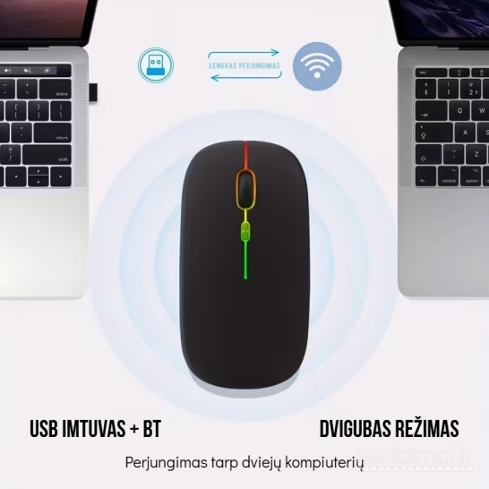 Belaidė įkraunama pelė – LED apšvietimas, USB-C, Bluetooth ryšys
