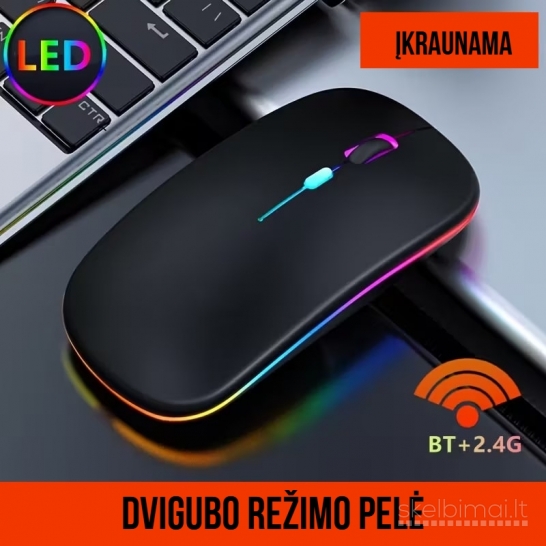 Belaidė įkraunama pelė – LED apšvietimas, USB-C, Bluetooth ryšys