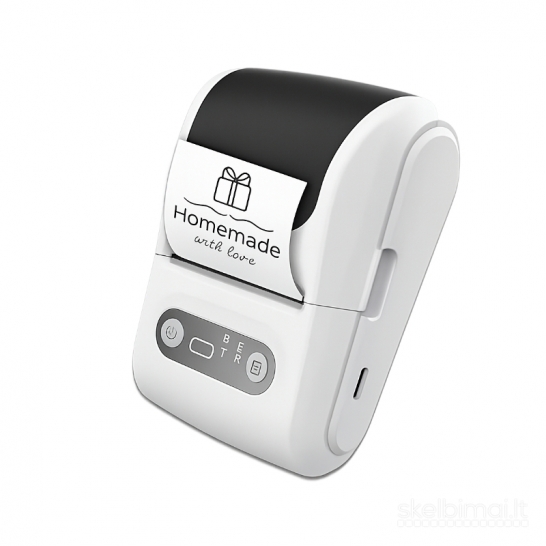 Nešiojamas belaidis termininis etikečių spausdintuvas „HZTZ“ – baltos spalvos