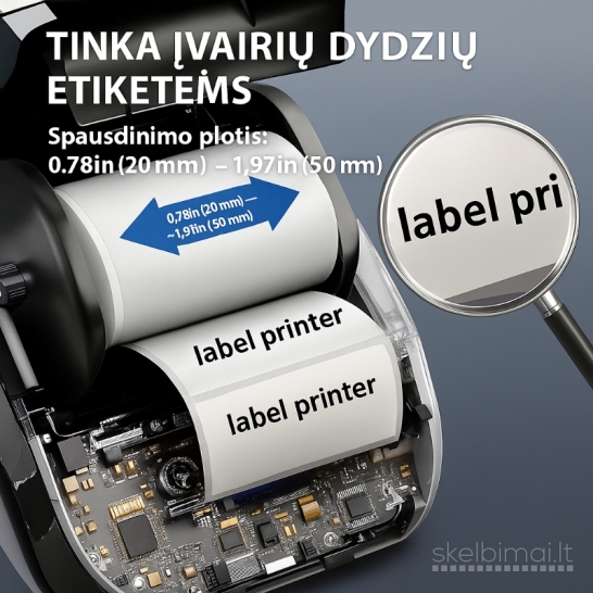 Nešiojamas belaidis termininis etikečių spausdintuvas „HZTZ“ – baltos spalvos