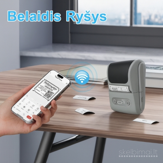 Nešiojamas belaidis termininis etikečių spausdintuvas „HZTZ“ – baltos spalvos