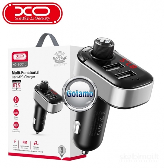 662 FM moduliatorius XO Basic su 15.5W lizdu įkrovimui WWW.GOTAMO.LT