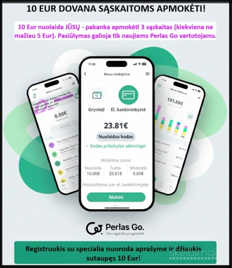 Naujiems klientams! Perlas GO 10 € nuolaidos kodas