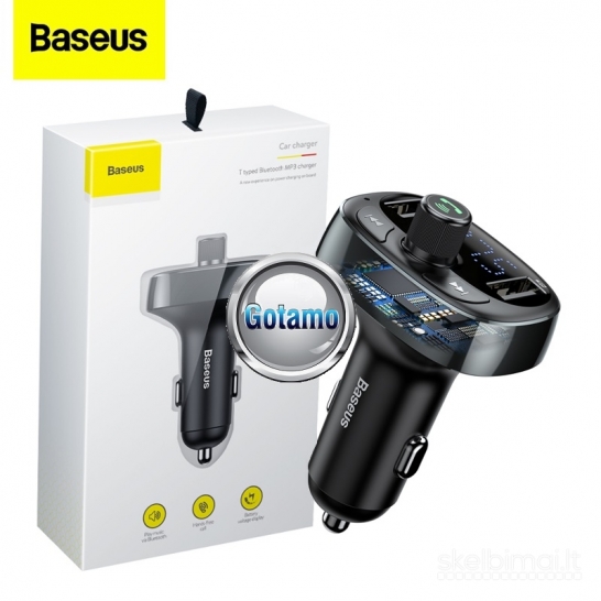 664 FM moduliatorius Baseus T su 12W lizdu įkrovimui WWW.GOTAMO.LT