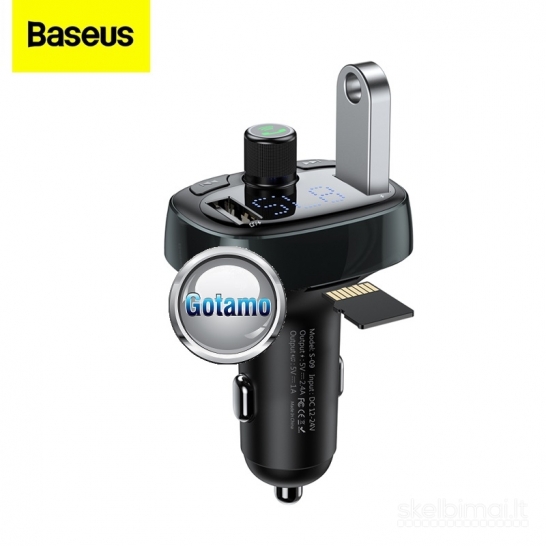 664 FM moduliatorius Baseus T su 12W lizdu įkrovimui WWW.GOTAMO.LT