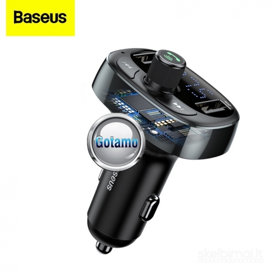 664 FM moduliatorius Baseus T su 12W lizdu įkrovimui WWW.GOTAMO.LT