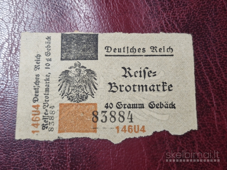 Originalus IWW Vokietijos Reicho duonos talonas