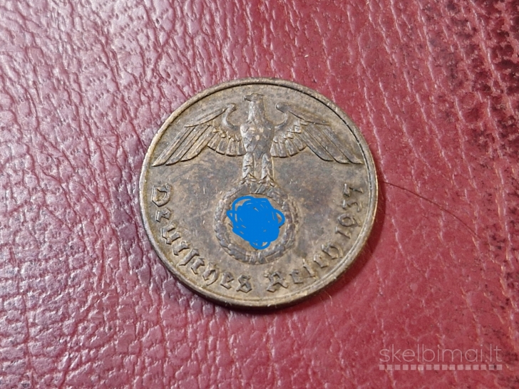 Trečiasis Reichas 2 reichspfenigai, 1937J KM# 90