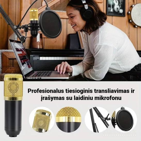 Mikrofonų rinkinys su V8K garso plokšte, auksinės spalvos