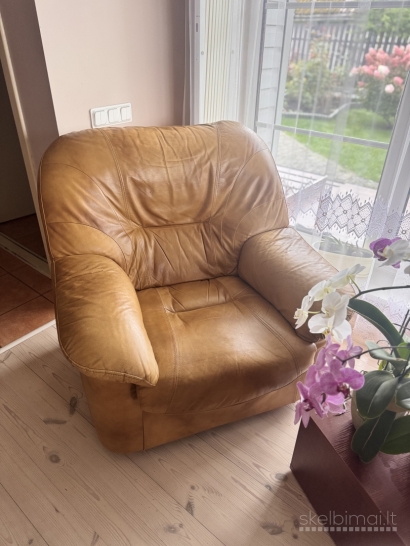 Trijų dalių odinių baldų konplektas "juodasis alksnis"